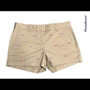 Woman’s VINEYARD VINES khaki  shorts with pink embroidered whales size 4 NWOT